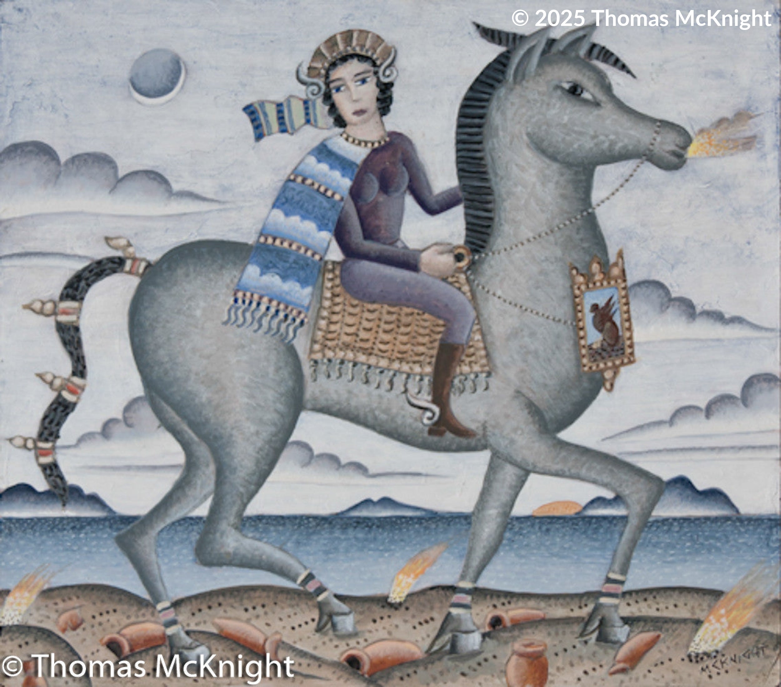 Gray Horse Acrylic on Board acrylic on board