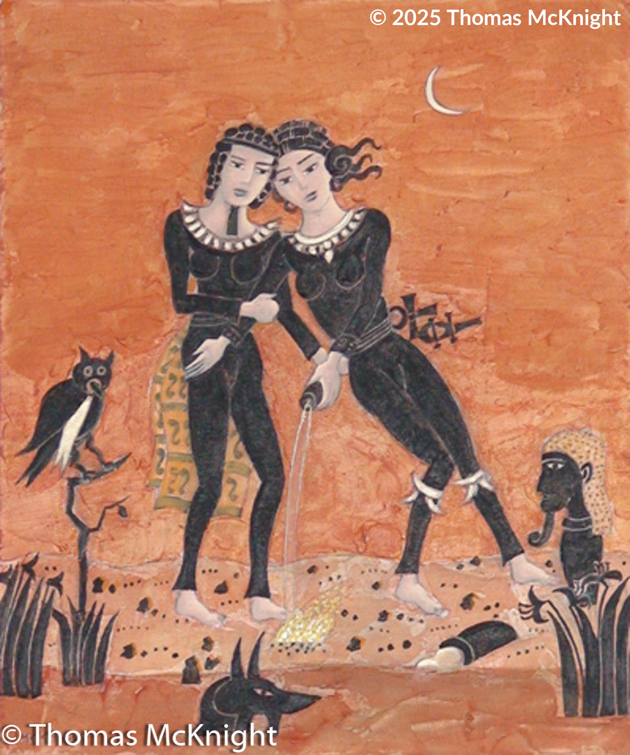 Orange Room with Minoan Figures Acrylic on Canvas acrylic on canvas