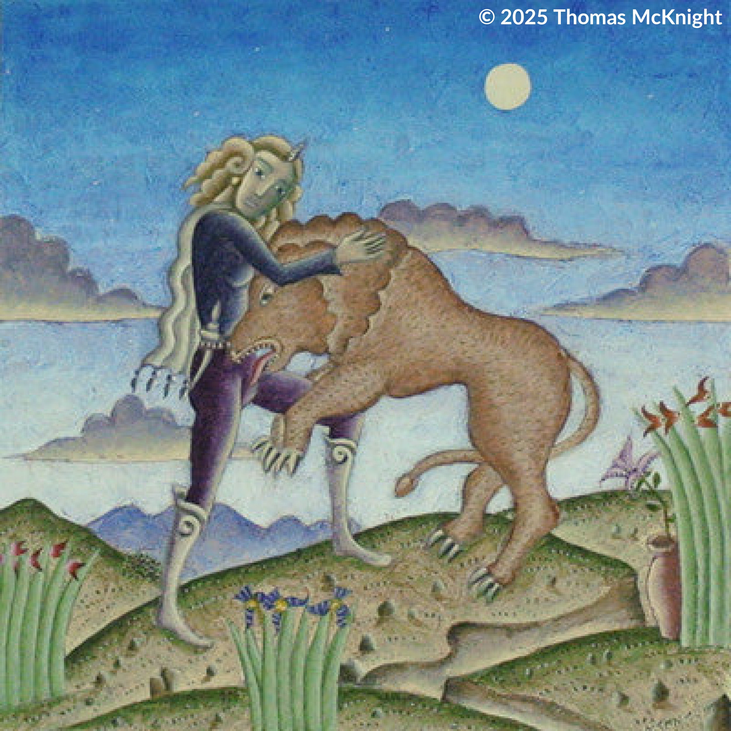 Amazon Lion Tamer Acrylic on Panel