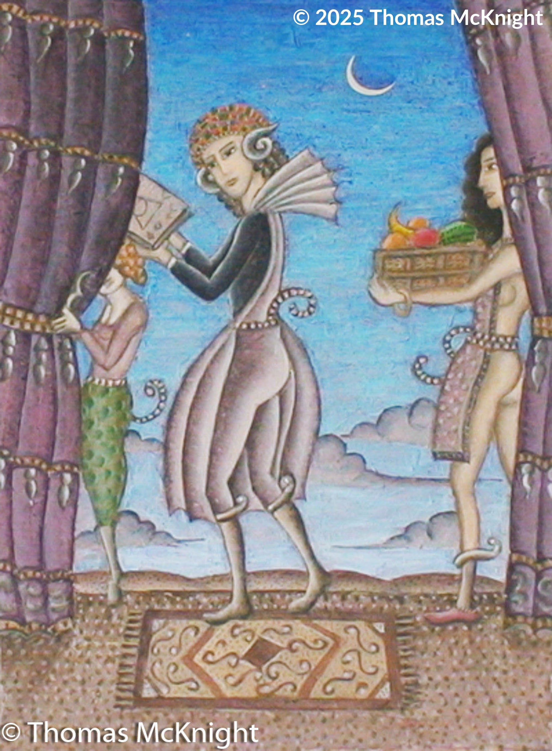 Capriccio with Fruit Basket Acrylic on Canvas acrylic on canvas
