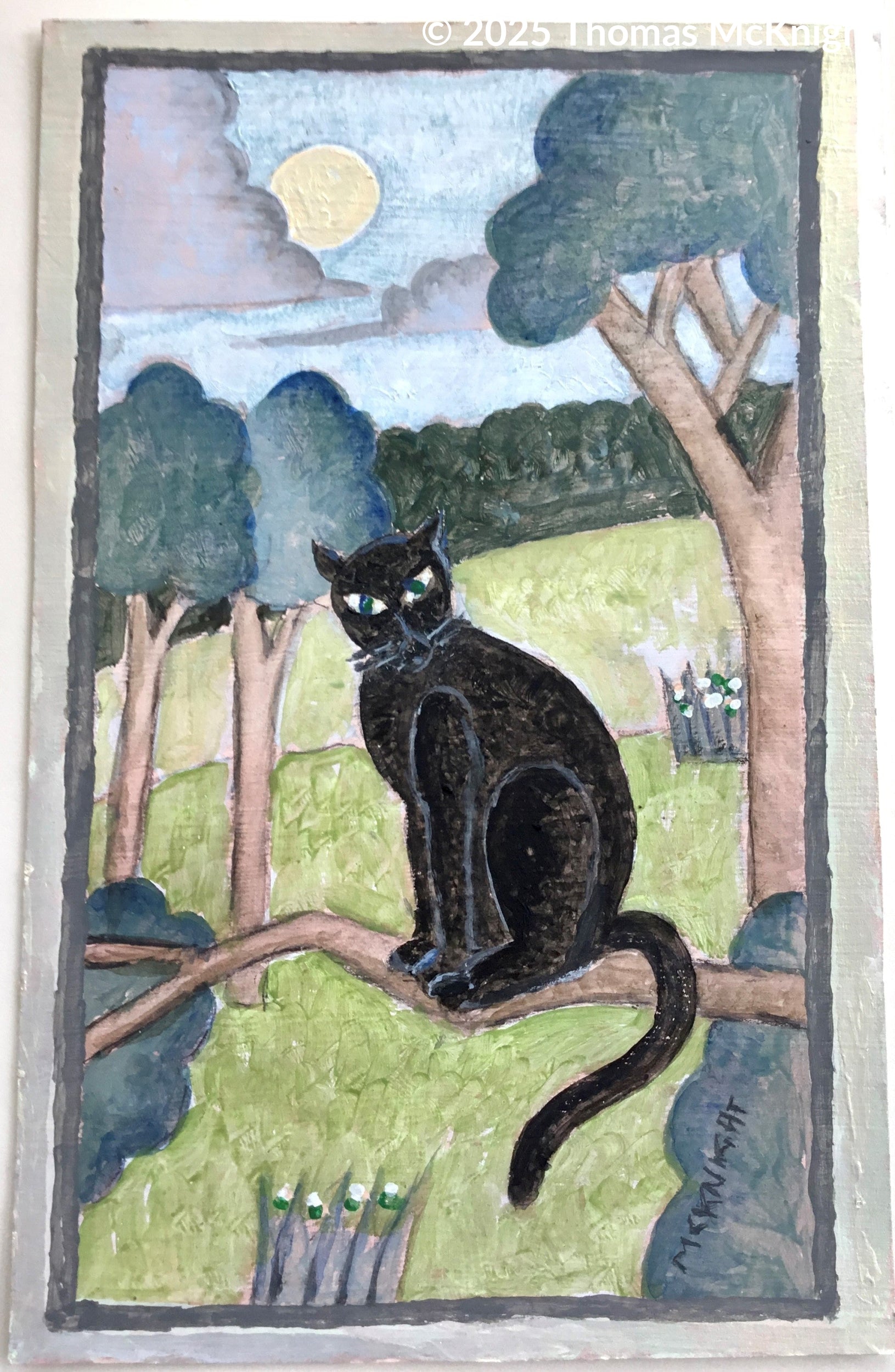 Cat on the Tree acrylic on board