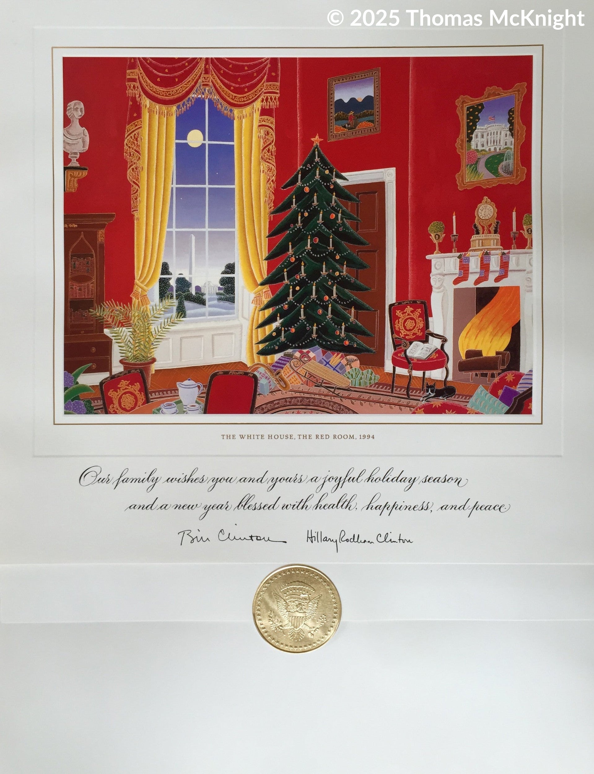 Christmas Card - Official White House Christmas Card for 1994 The Red Room Christmas Card