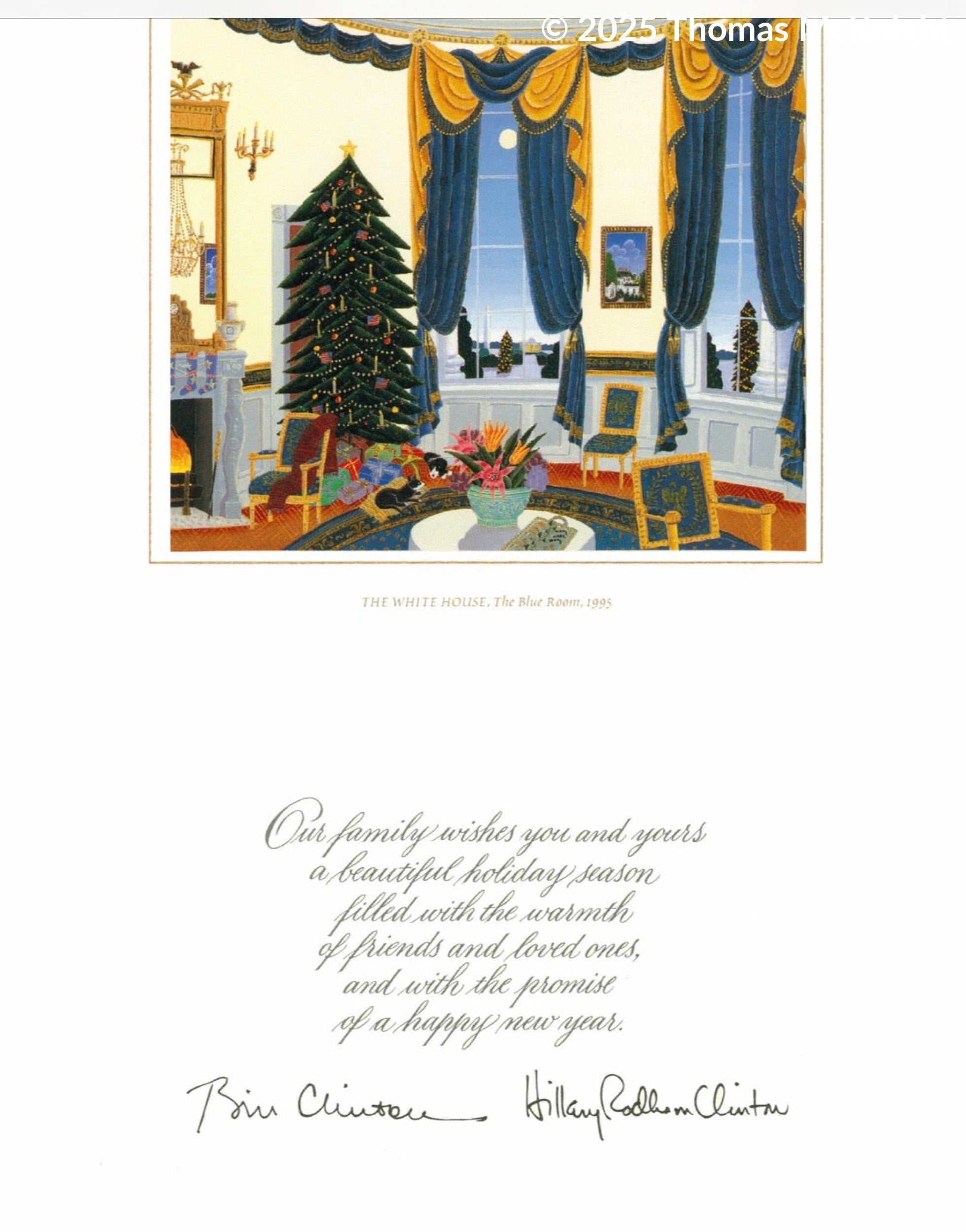 Christmas Card - Official White House Christmas Card for 1995 The Blue Room Christmas Card