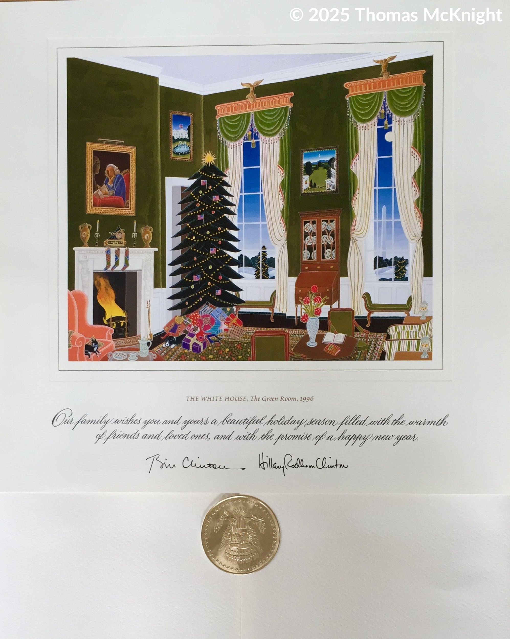 Christmas Card - Official White House Christmas Card for 1996 The Green Room Christmas Card