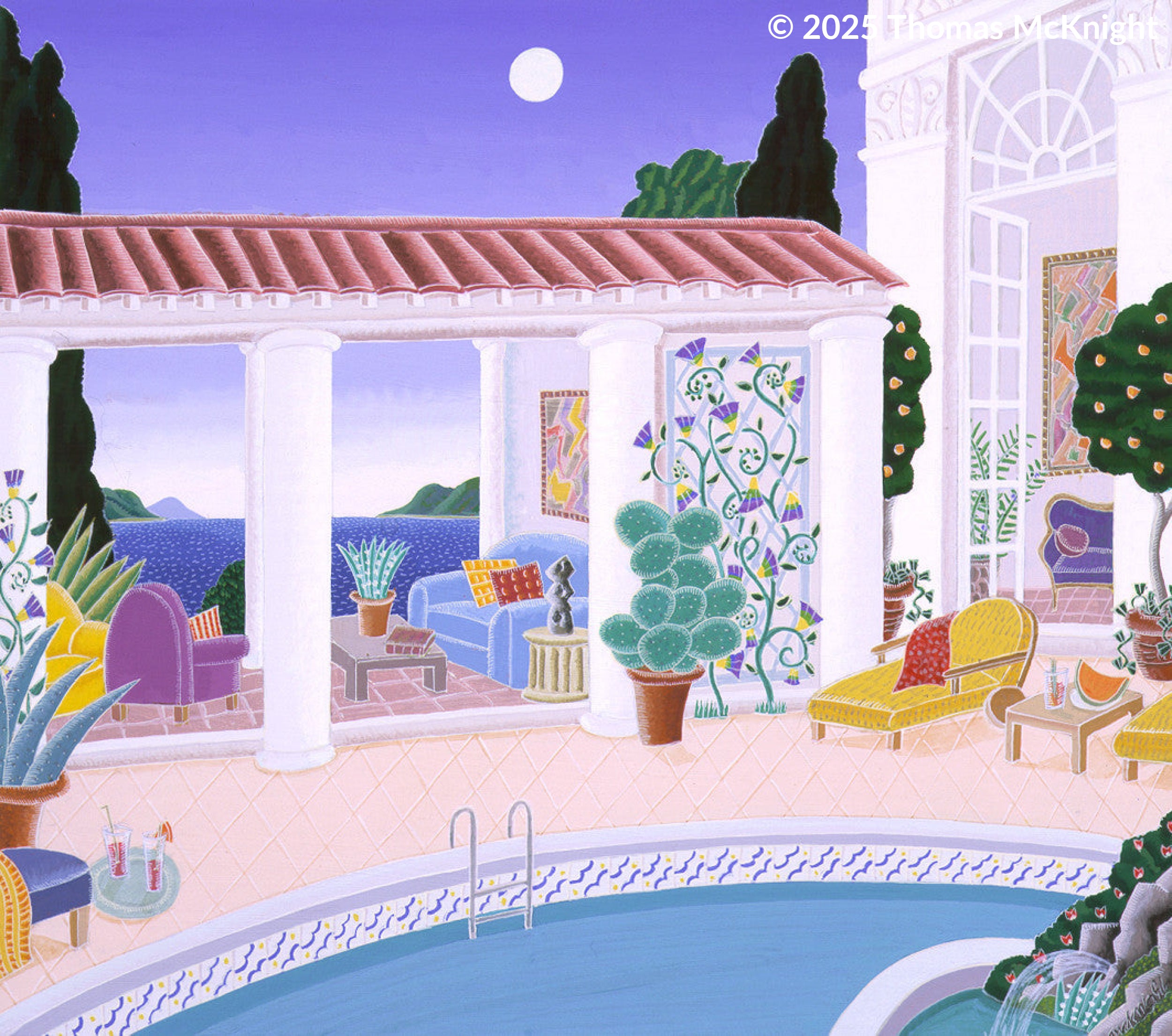 Classical Poolhouse casein on paper