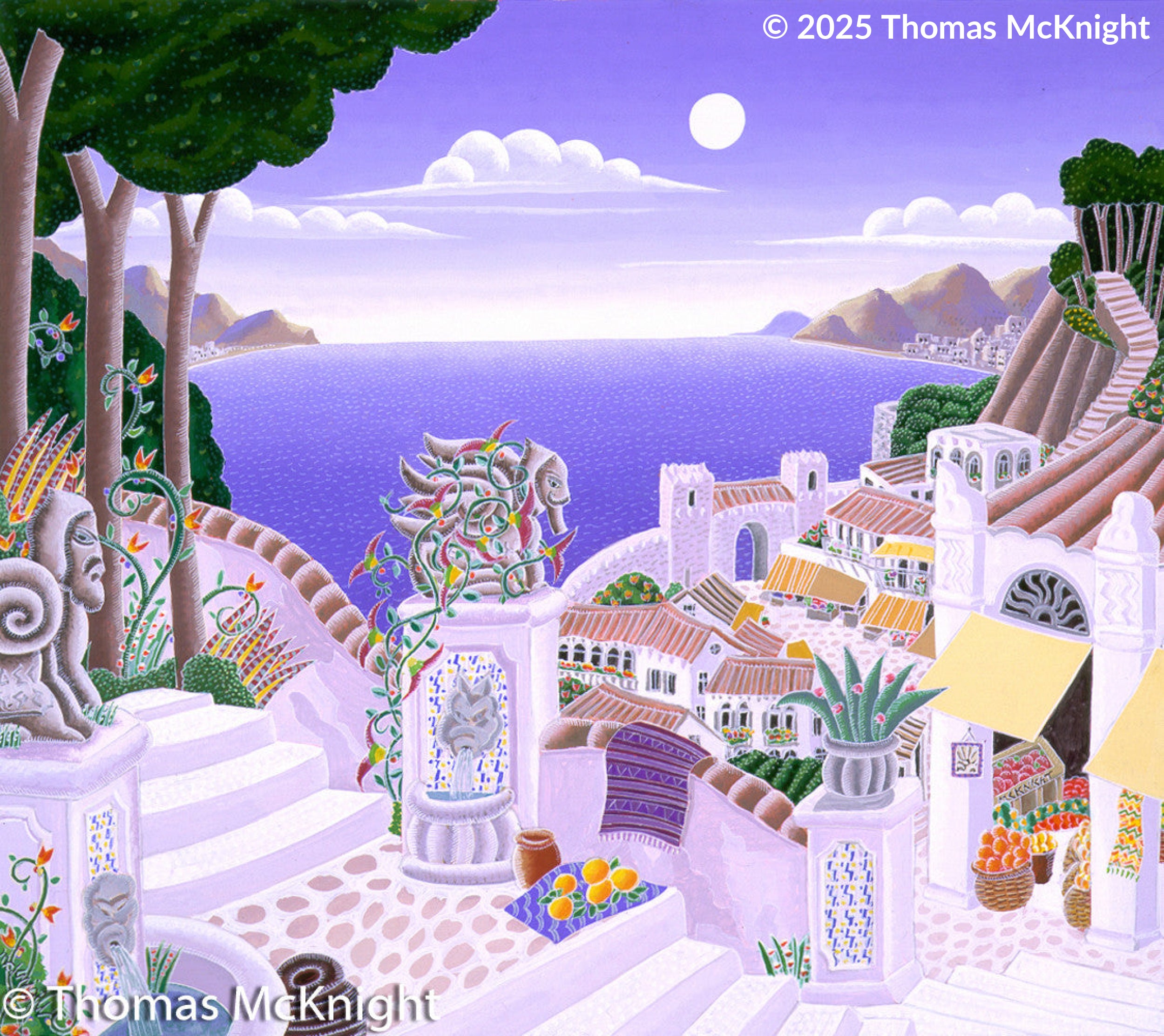 Classical Temple Garden Casein on Paper casein on paper
