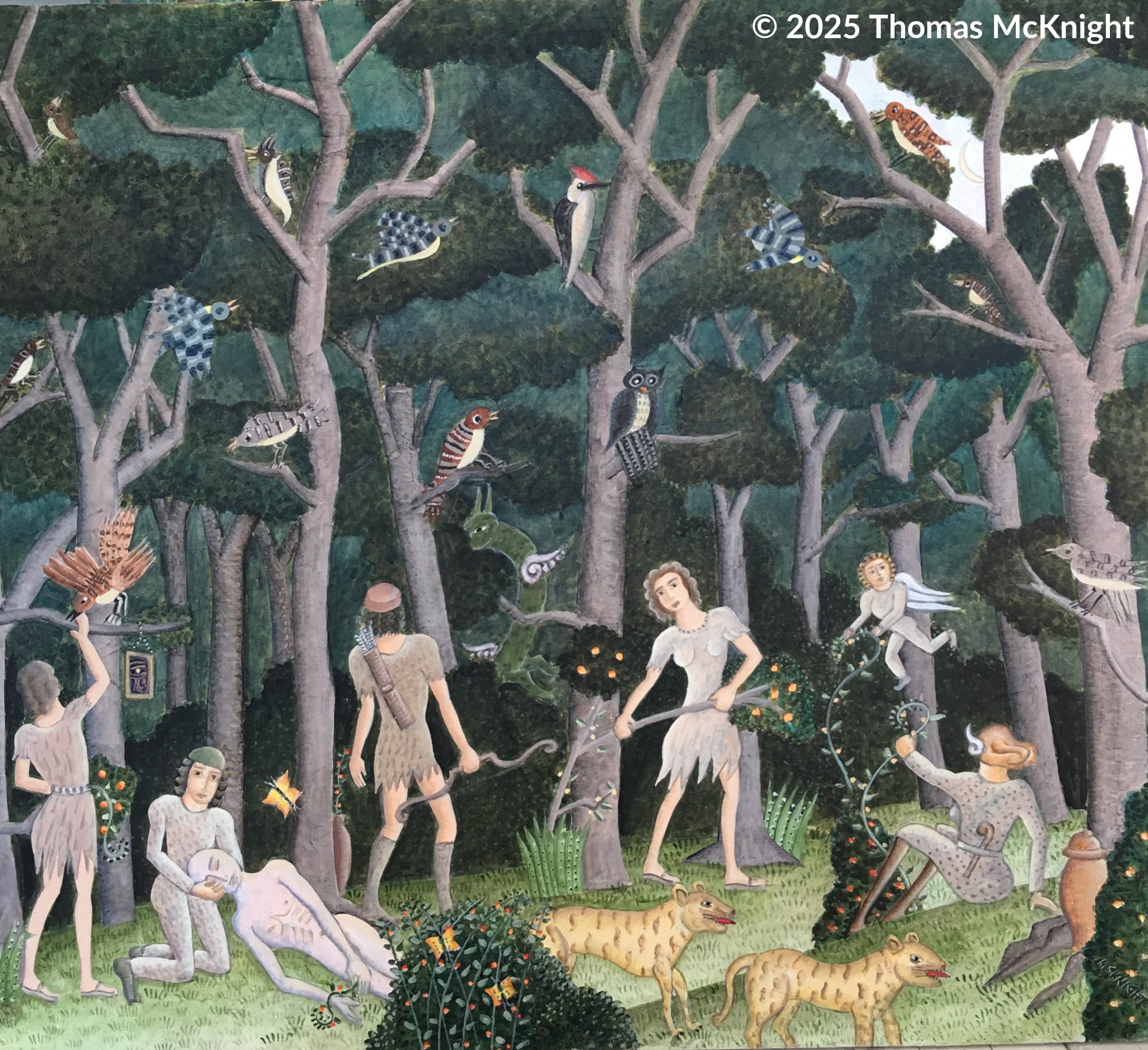 Death in the Woods acrylic on board
