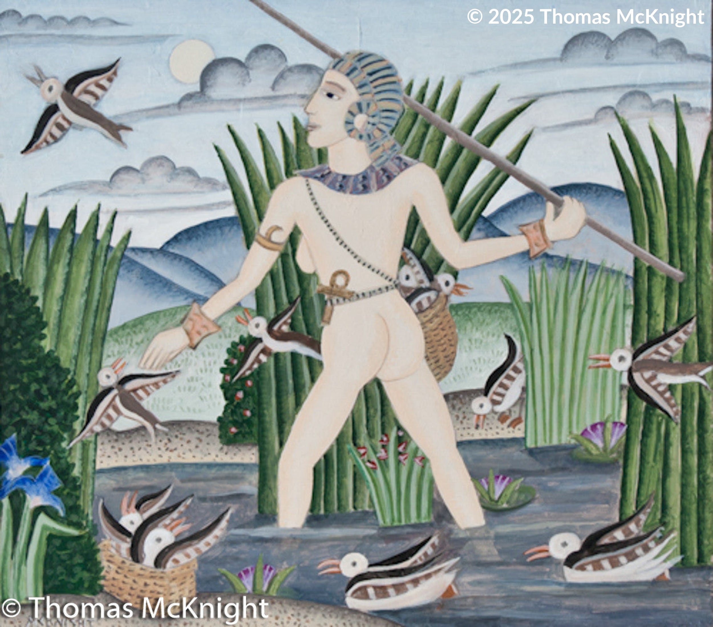 Egyptian Duck Hunter acrylic on board