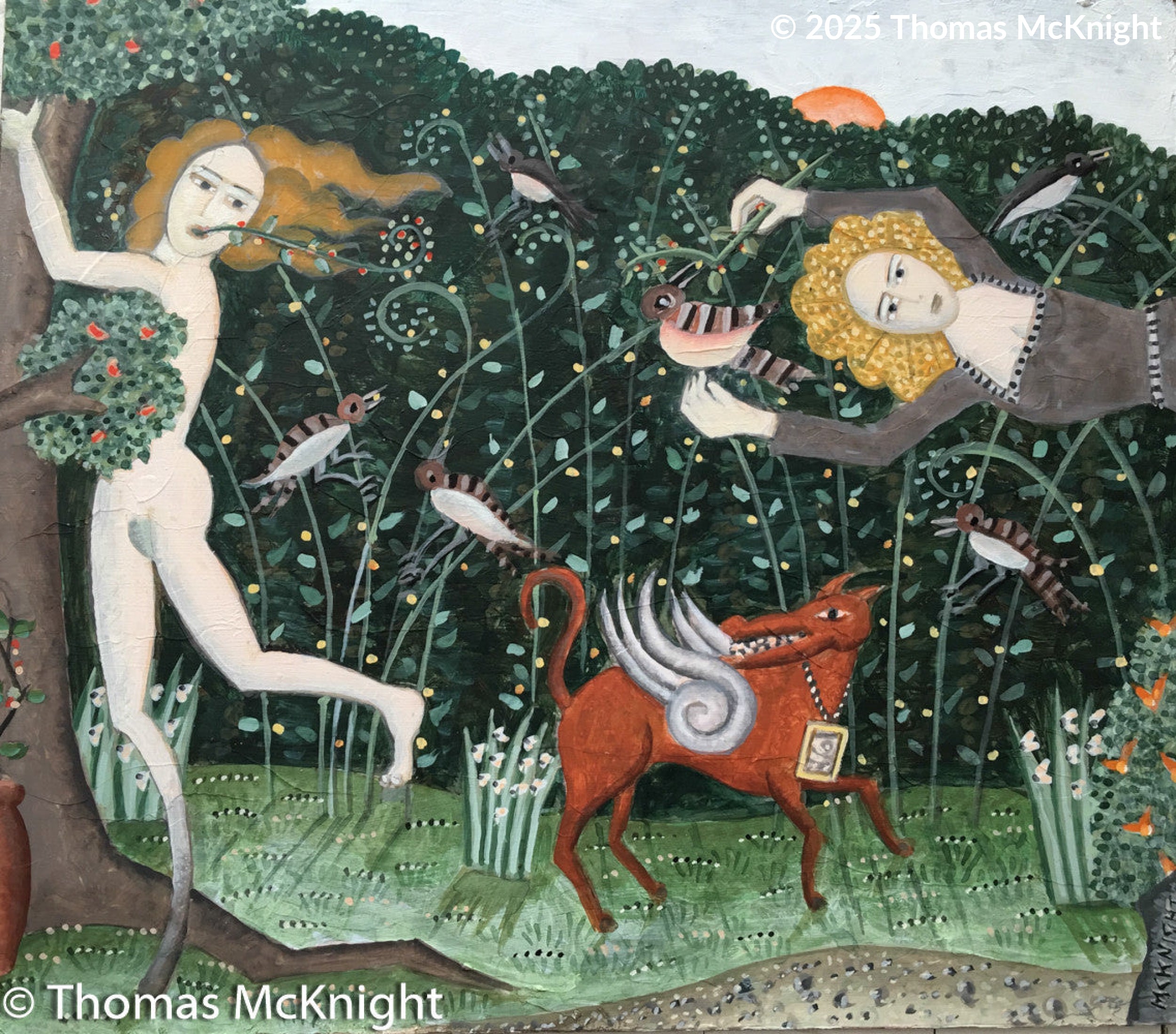 Fantasia with the Red Dog acrylic on board