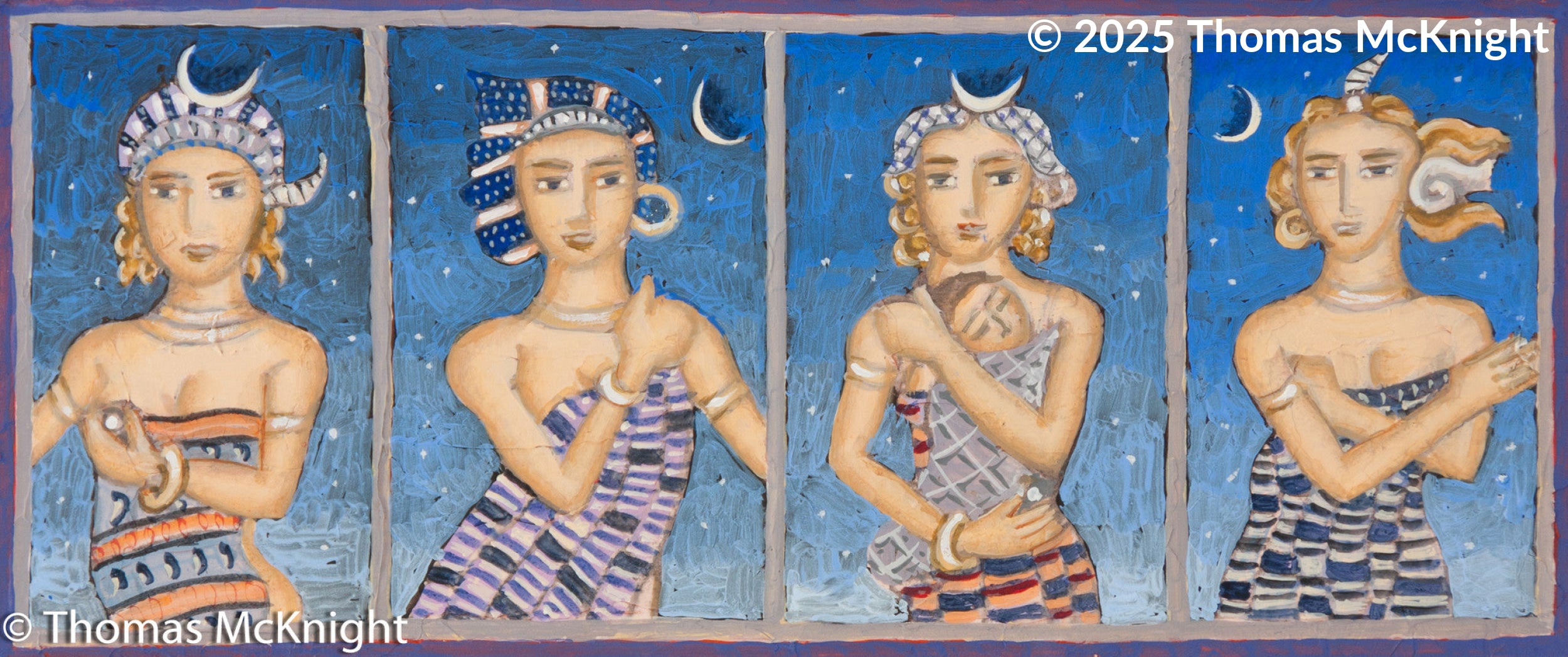 Four Blue Muses Acrylic on Board acrylic on board