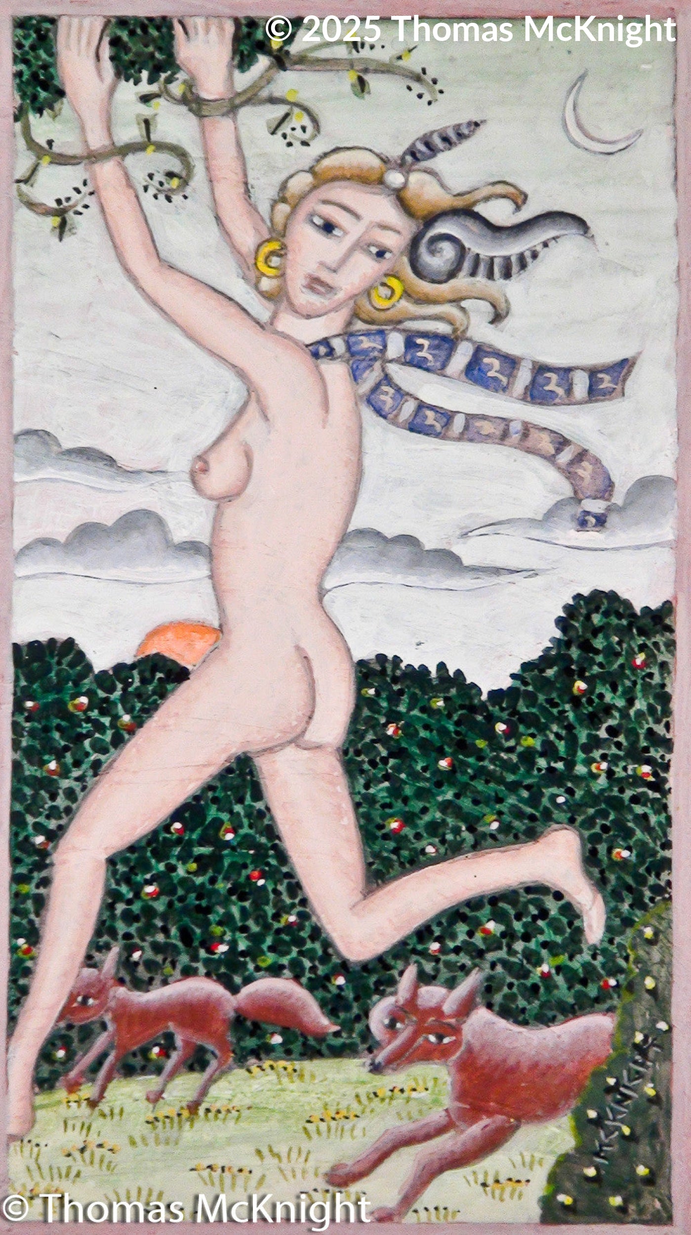Foxes Chasing Daphne Acrylic on Canvas acrylic on canvas