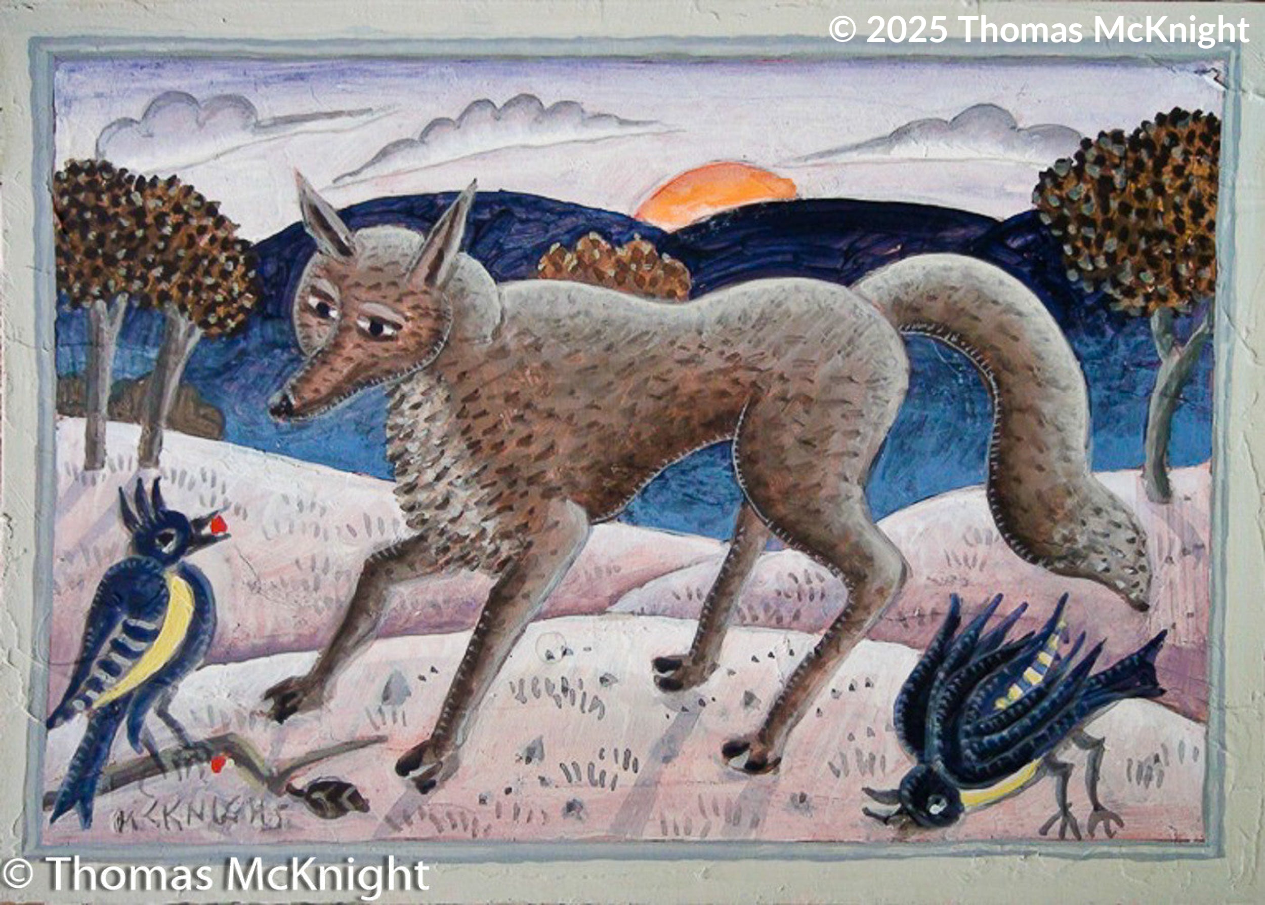 Gray Fox Acrylic on Panel