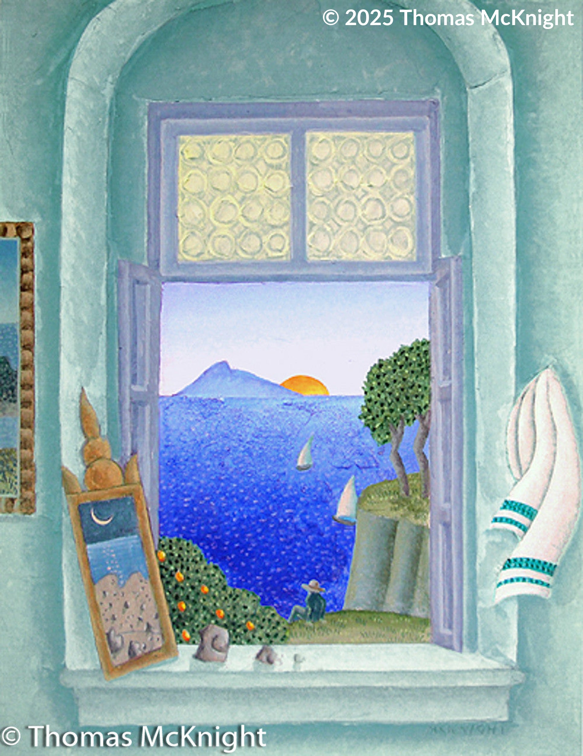 Interior with Sunset Window Acrylic on Canvas acrylic on canvas