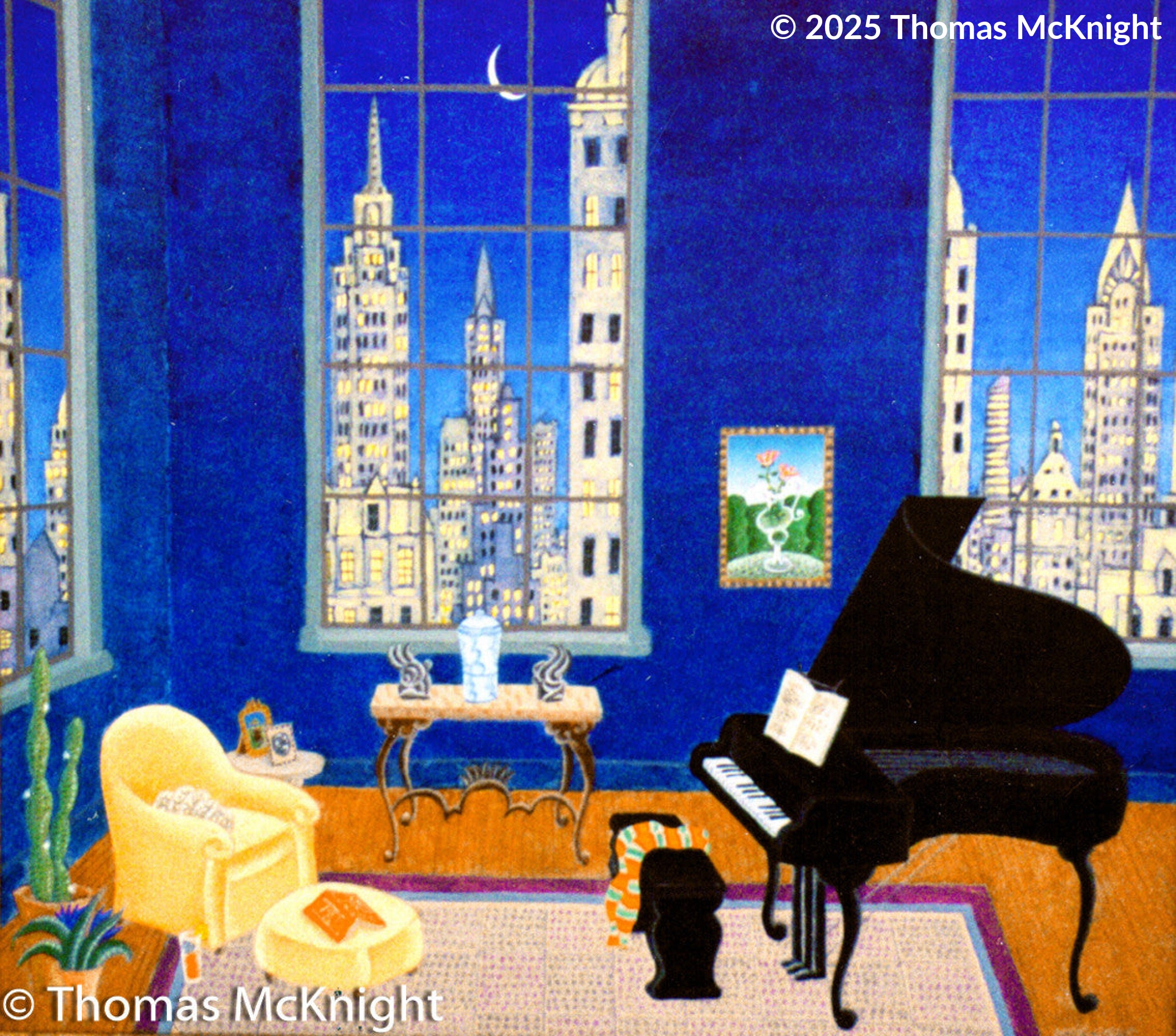 Manhattan Nocturne Silkscreen on Gesso Board silkscreen