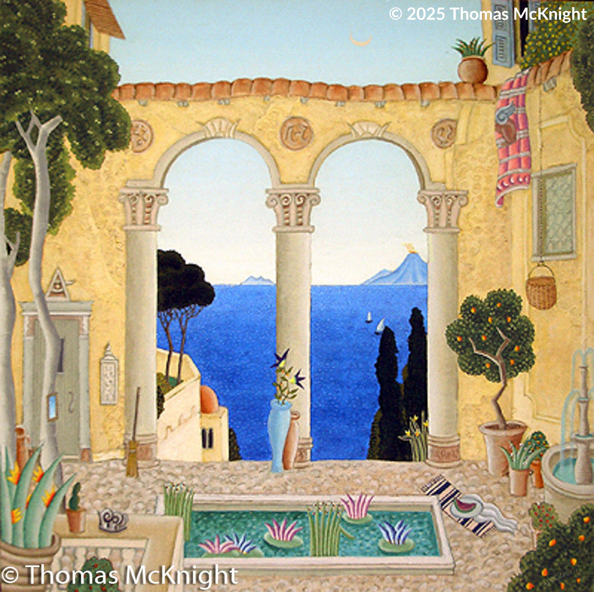 Mediterranean Courtyard Acrylic on Canvas acrylic on canvas