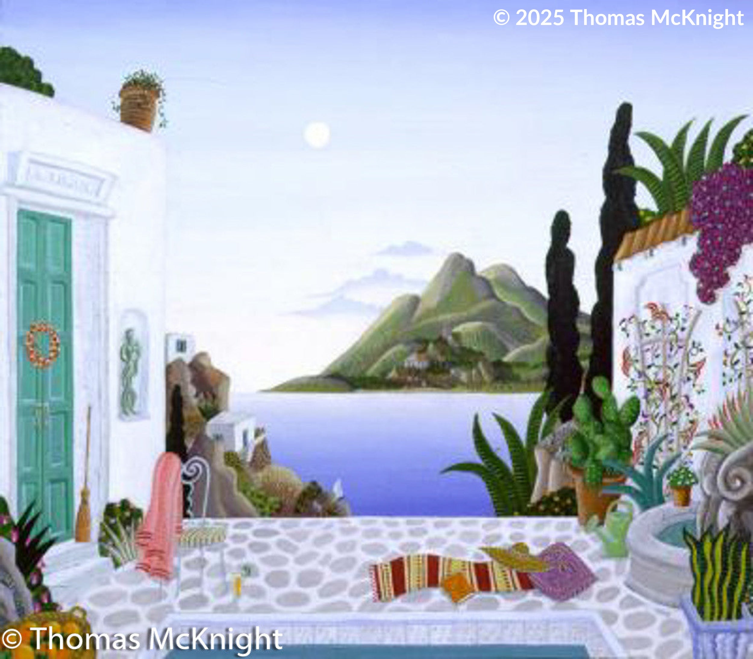 Mediterranean Terrace Casein on Canvas Casein on Canvas