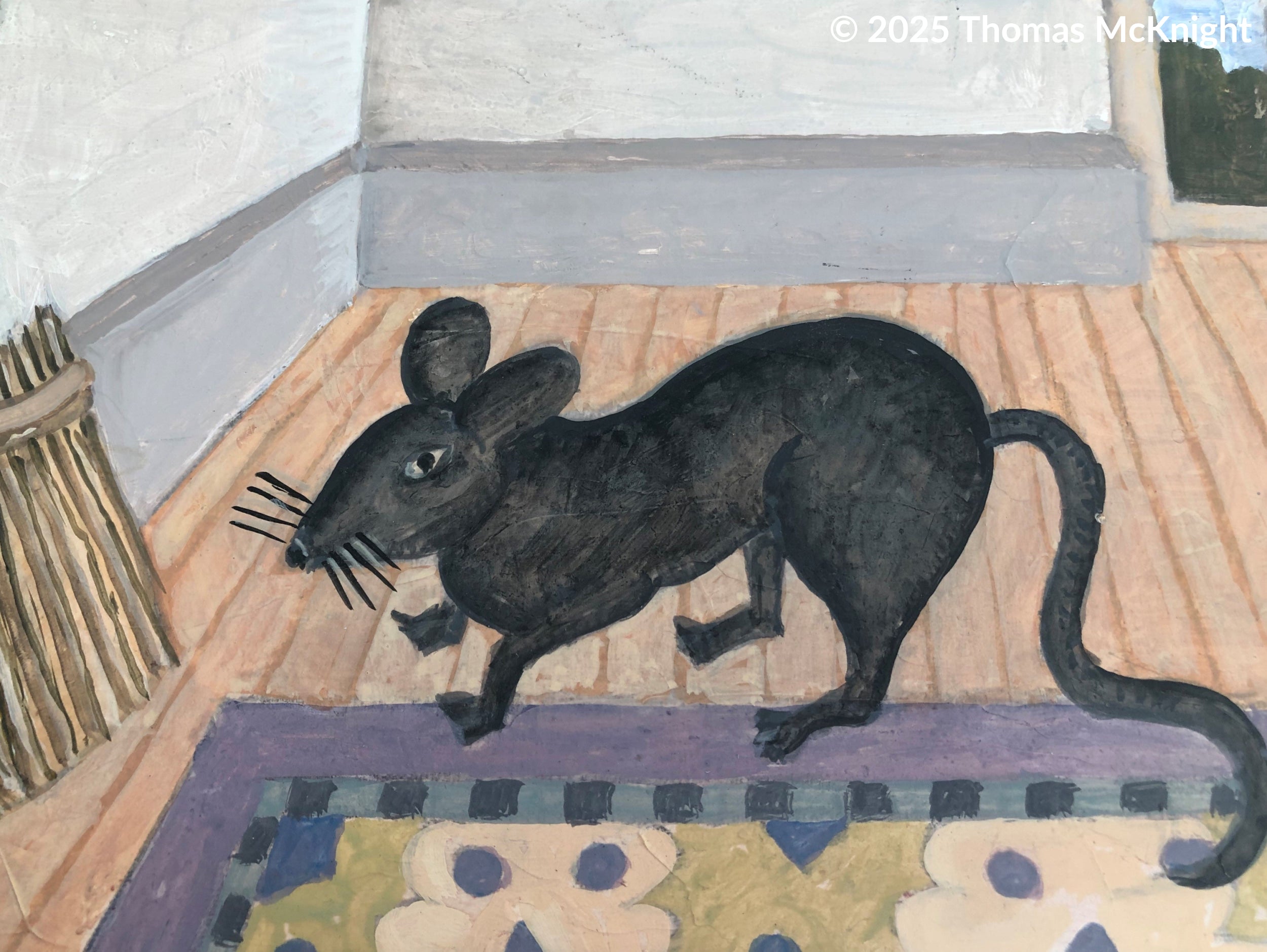 Mouse in the house Acrylic on Panel