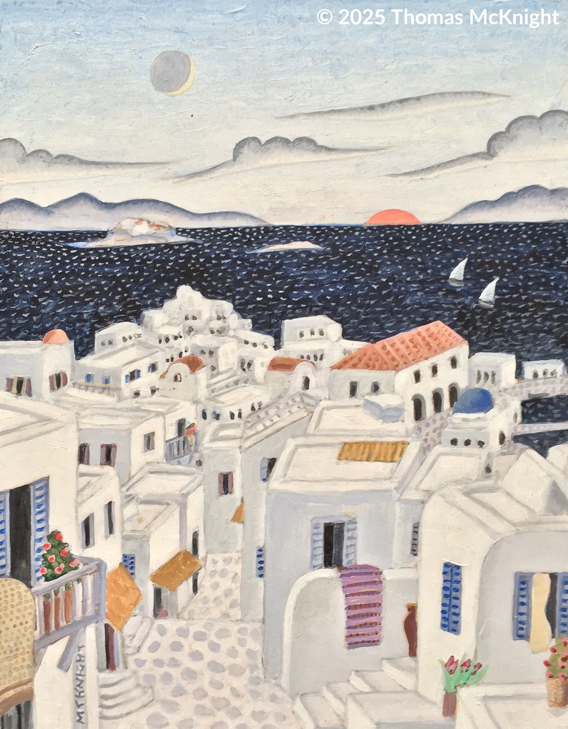 Mykonos Town Acrylic on Panel