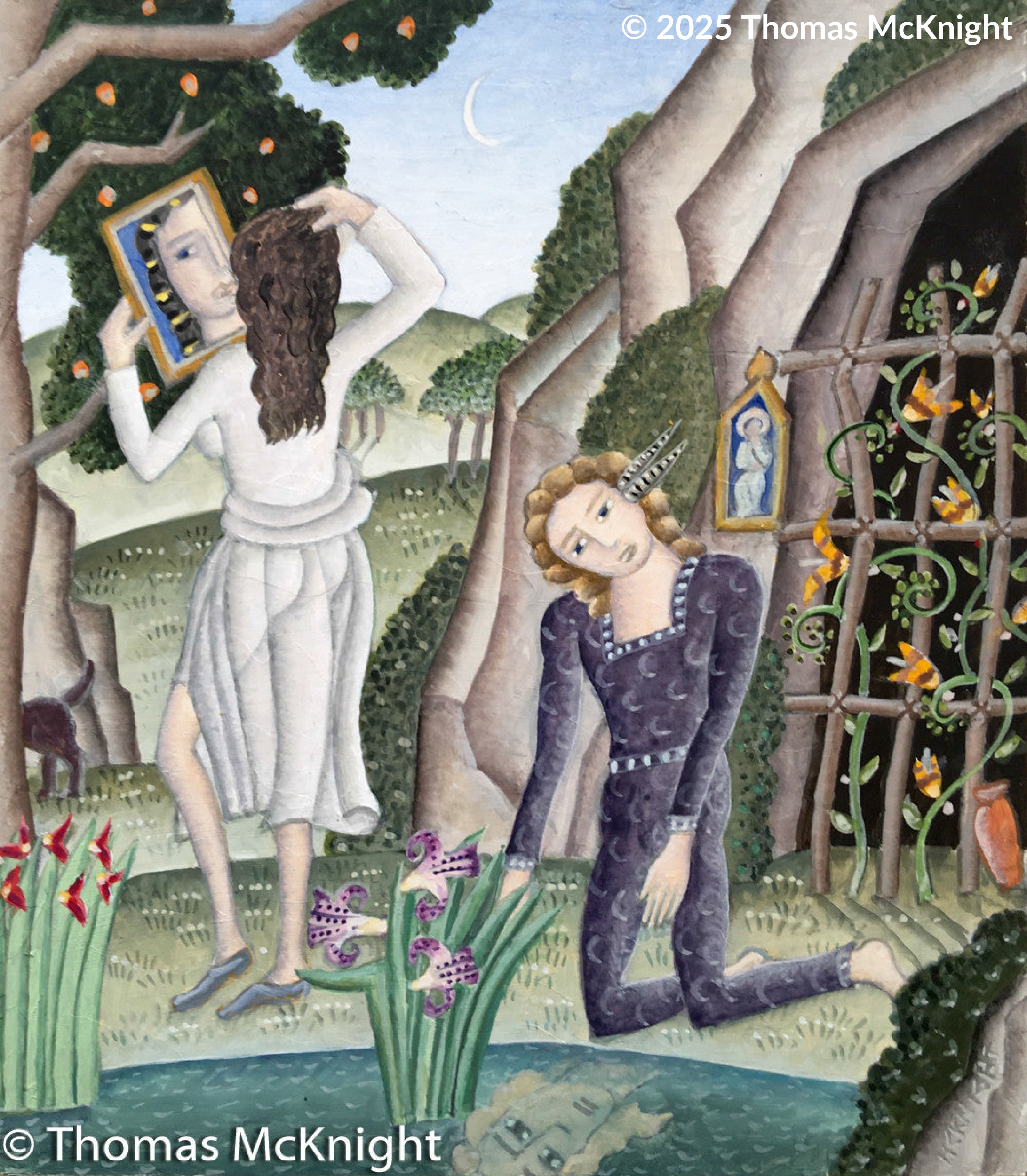 Narcissus & Echo acrylic on board
