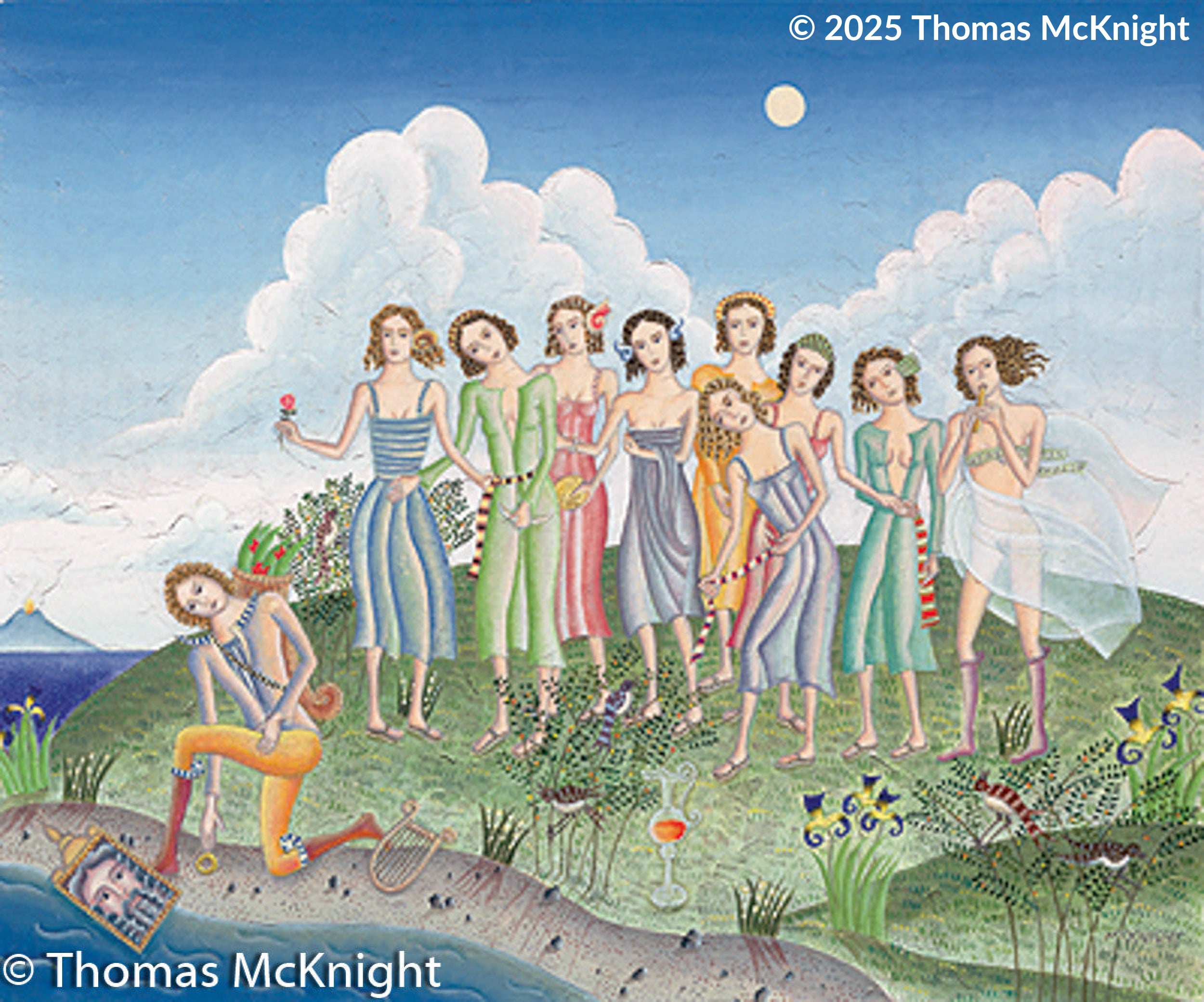 Nine Muses with Apollo Acrylic on Canvas acrylic on canvas