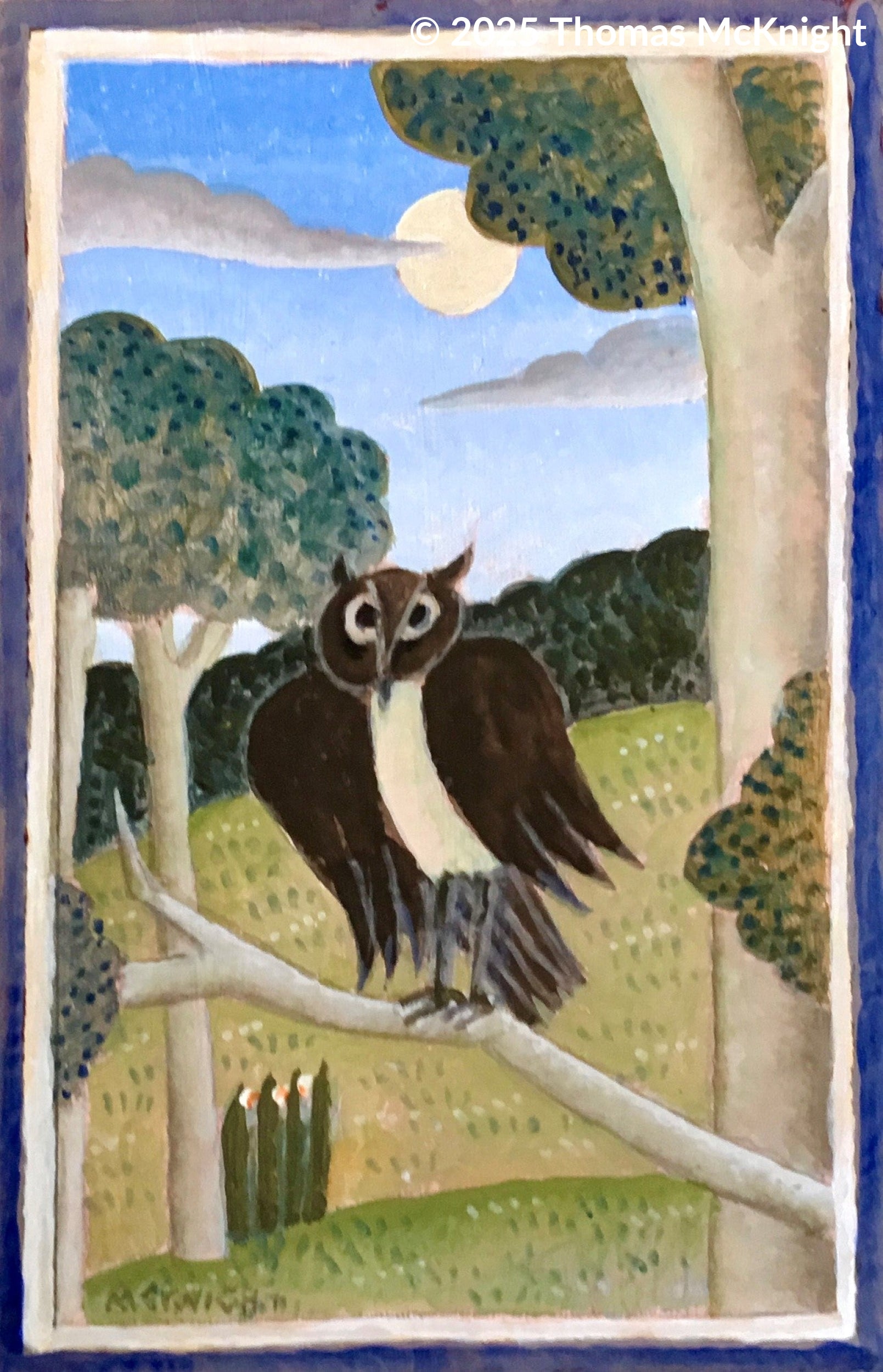 Owl on a Branch acrylic on board