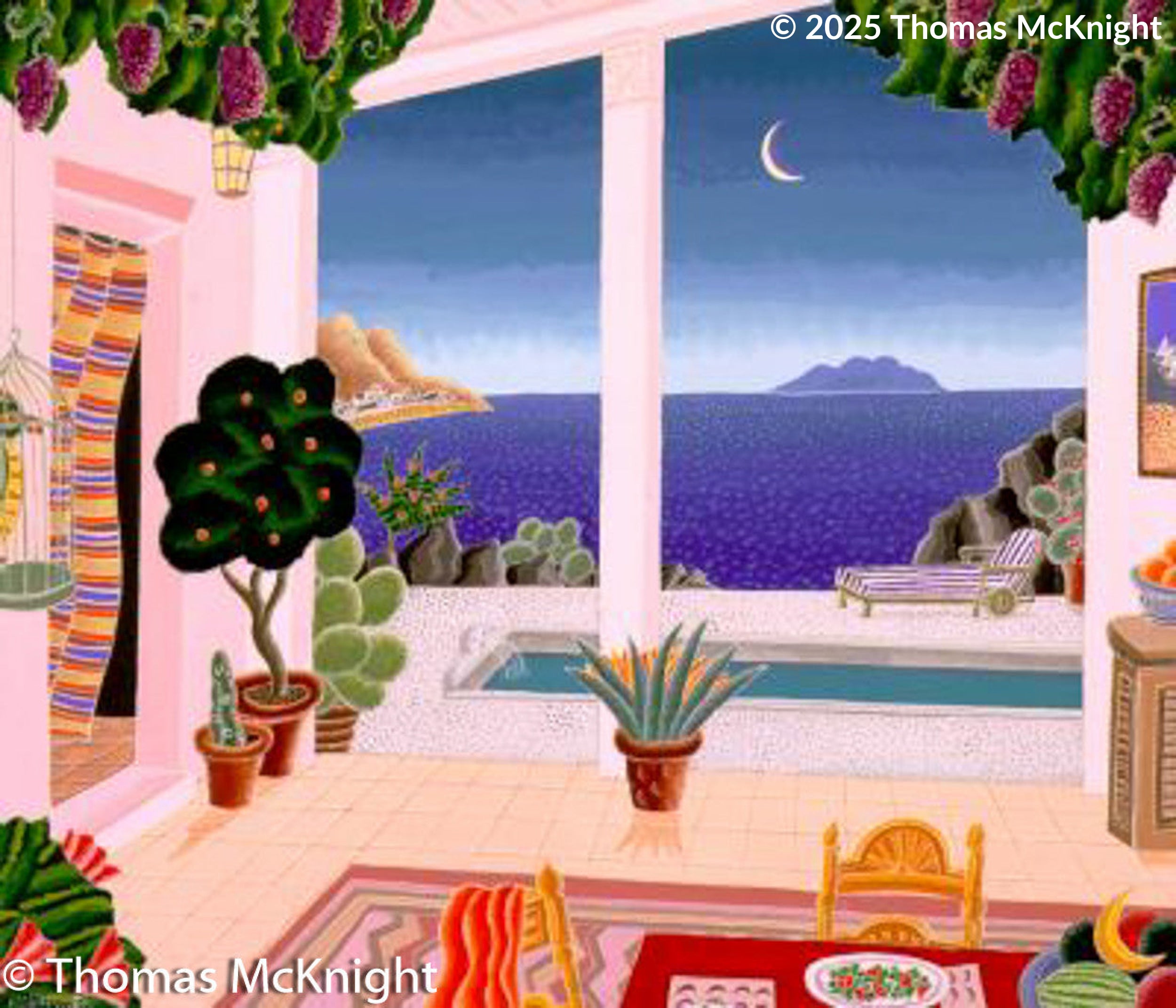Spanish Terrace casein on paper