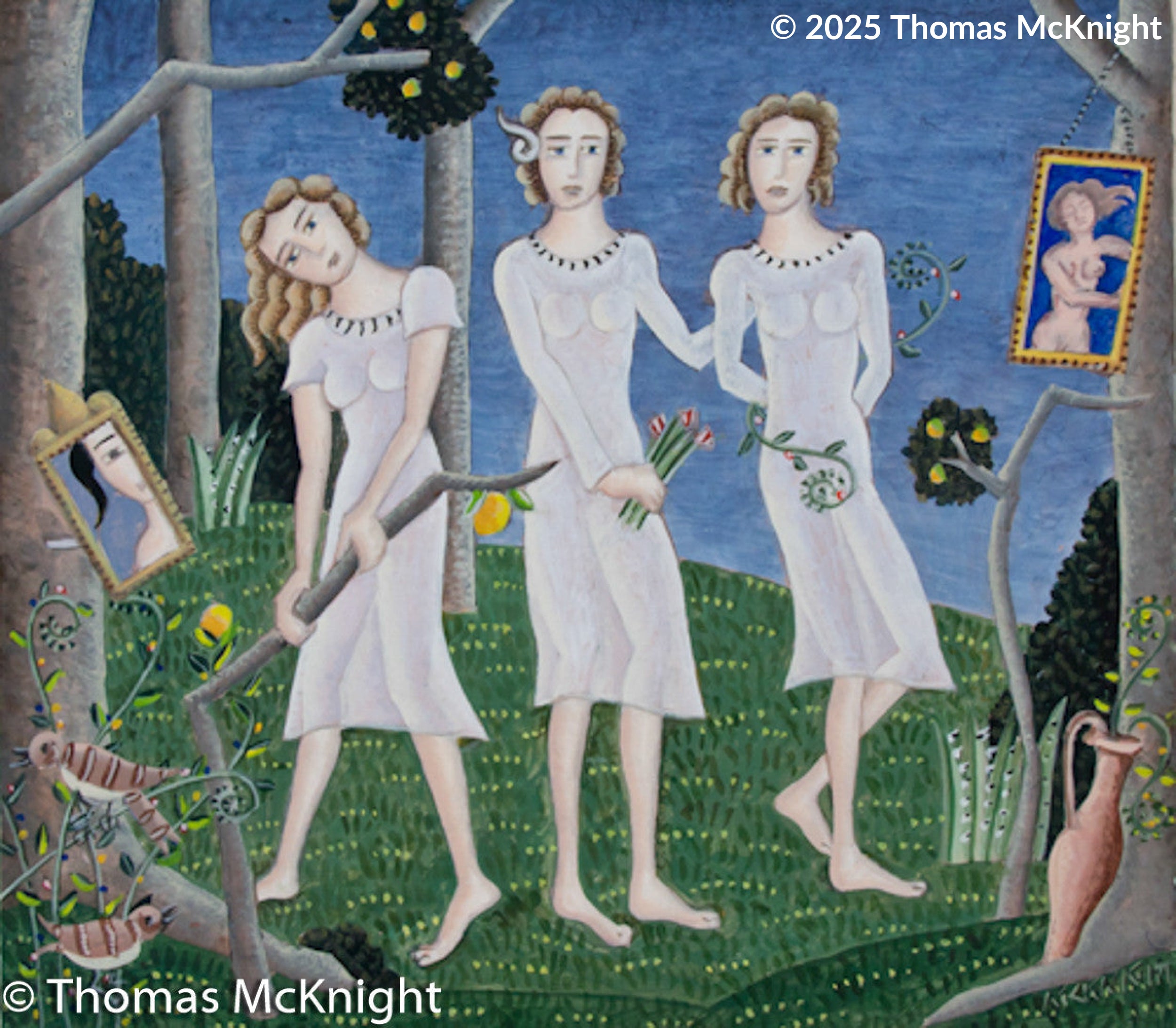 Three Graces acrylic on board