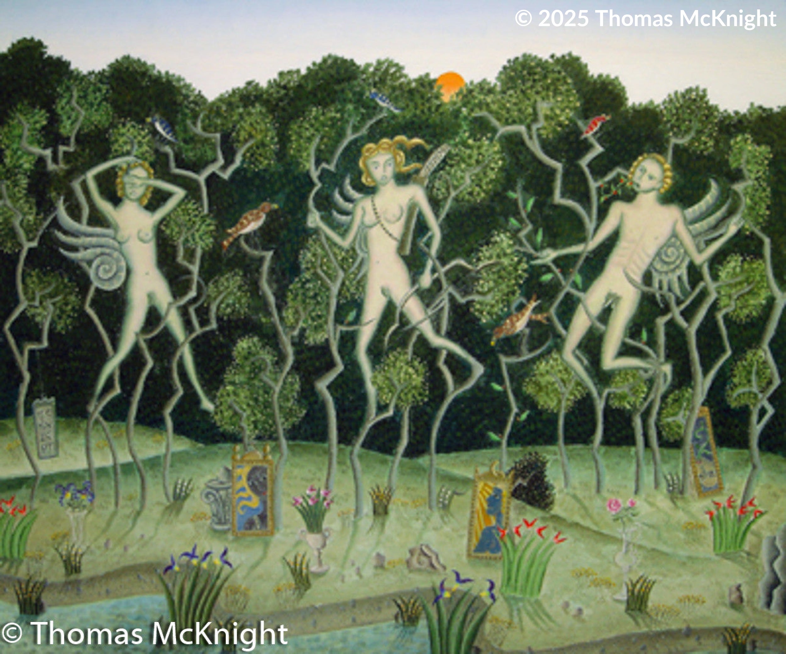 Three Wood Spirits Acrylic on Canvas acrylic on canvas