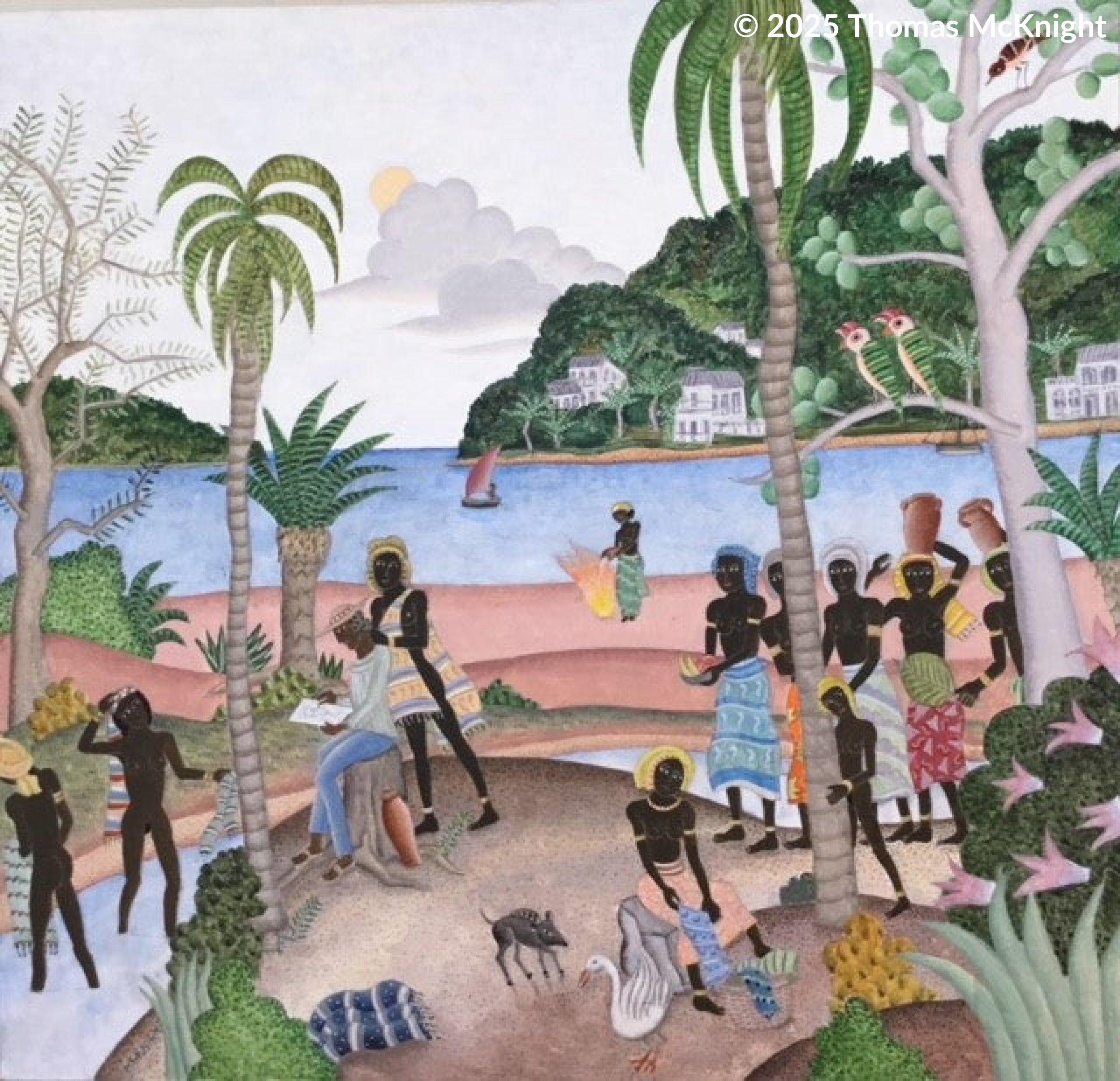Tropical Village Life acrylic on canvas