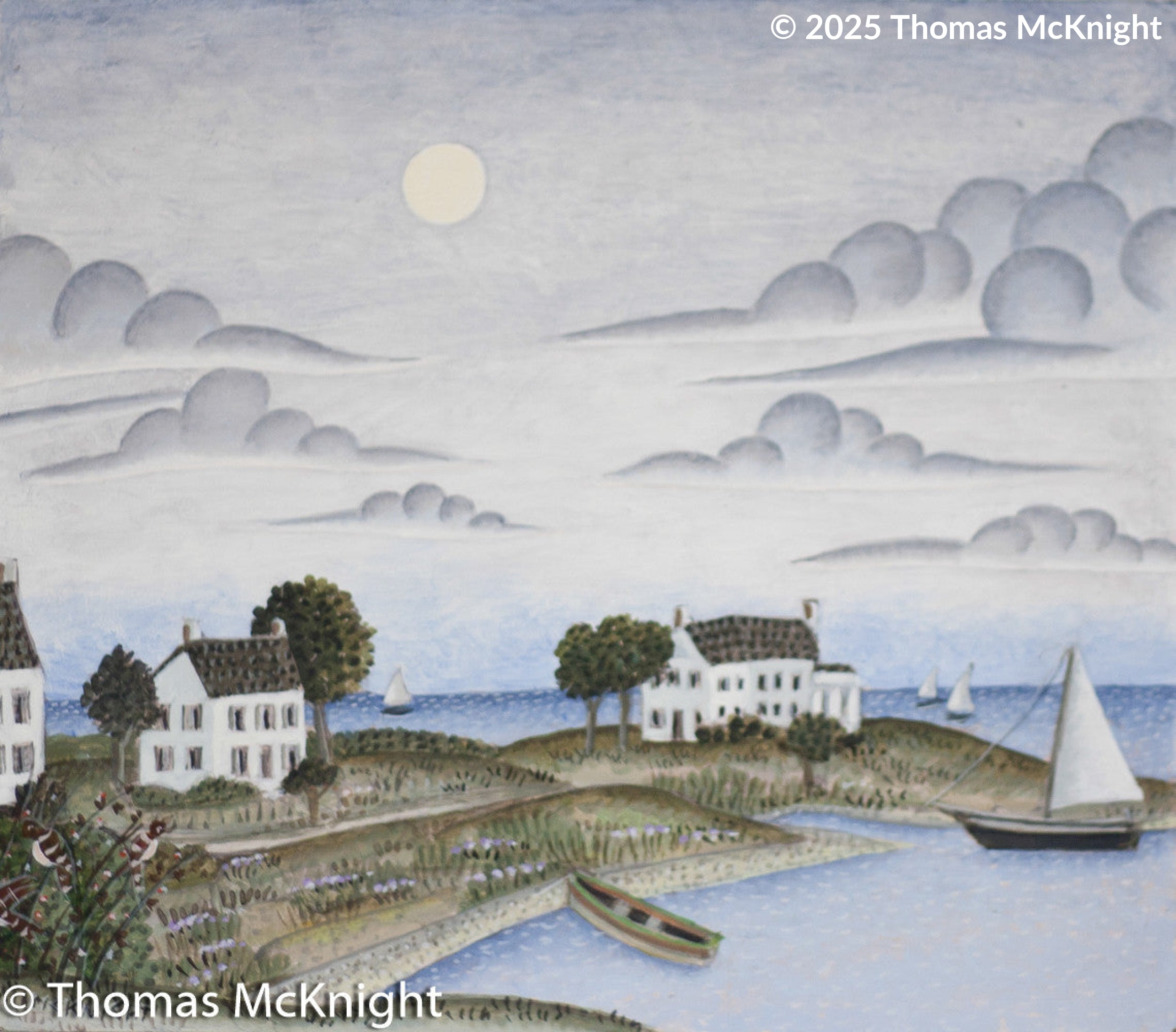 Twilight New England Landscape Acrylic on Board acrylic on board