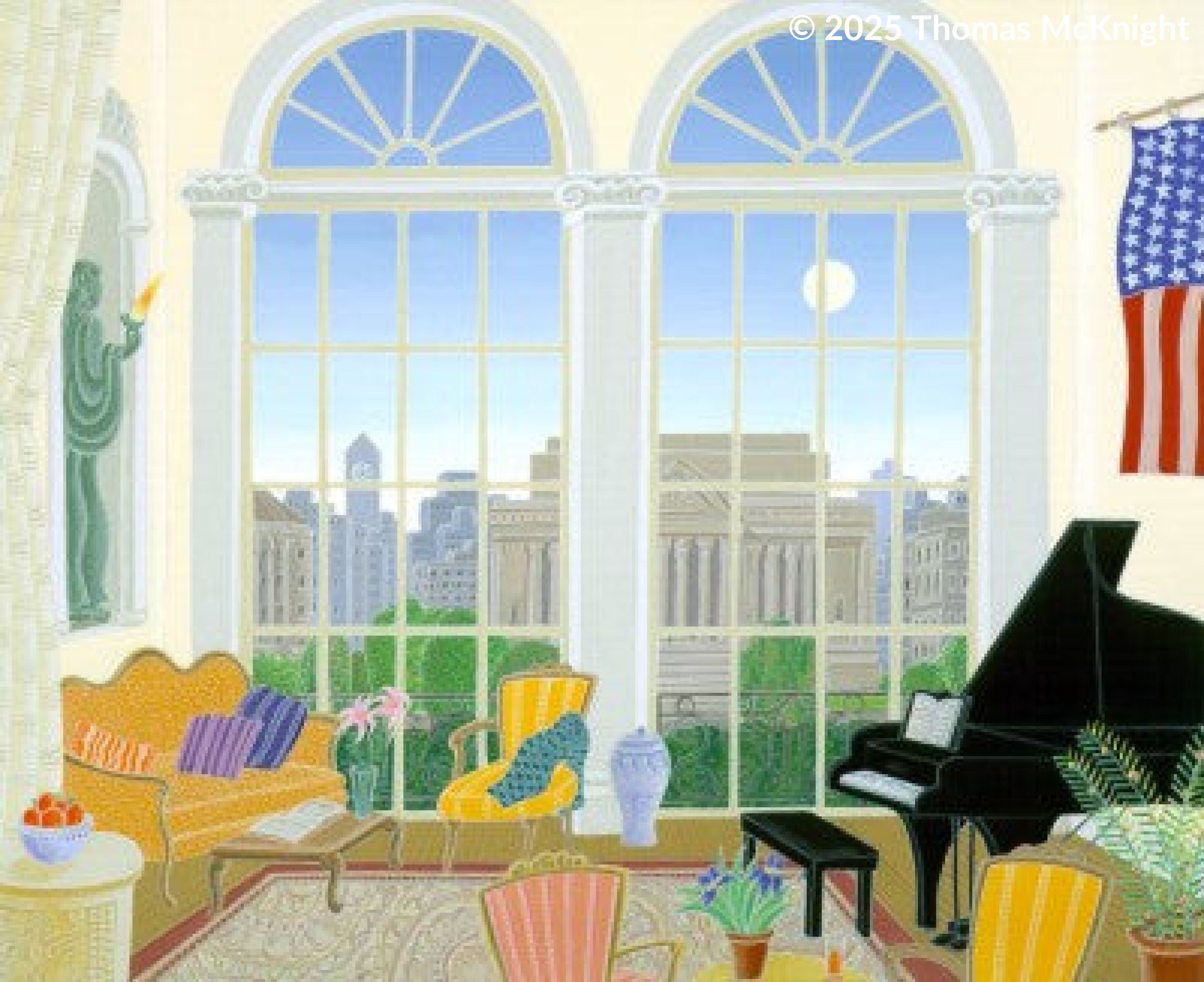 Washington Interior casein on paper
