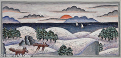 Snowy Landscape with Two Foxes
