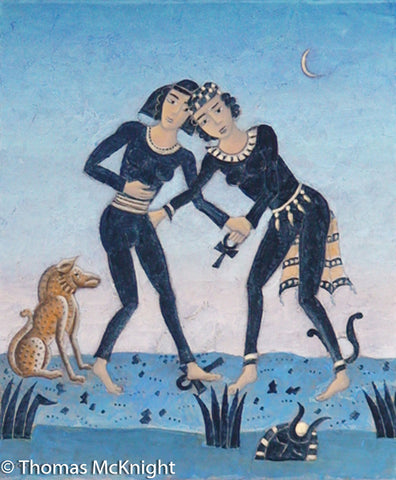 Blue with Black Figures